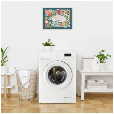 JL Floral Cat by Jill Labieniec Framed Canvas Wall Art Print