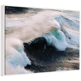 Sylvie Crashing Waves on the Portuguese Coast framed canvas wall art showing waves crashing on rocks.