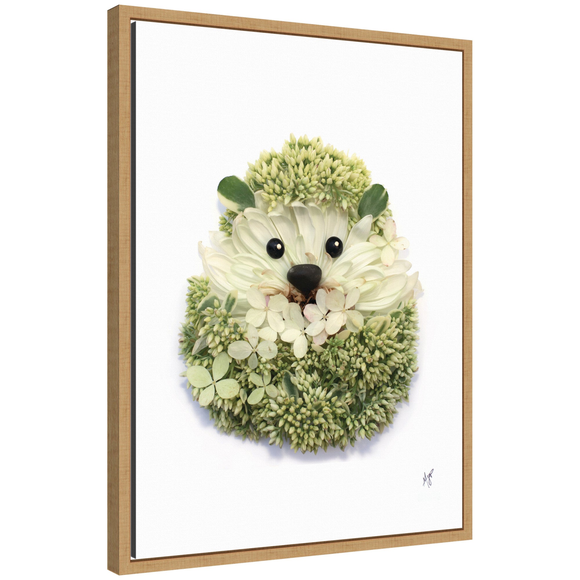 Hedgehog by Madeline Jeppesen framed canvas wall art print in Sylvie frame