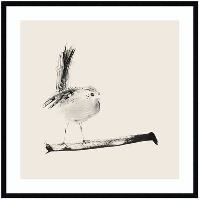 Sketched Bird On Branch by Danushka Abeygoda Framed Wall Art Print
