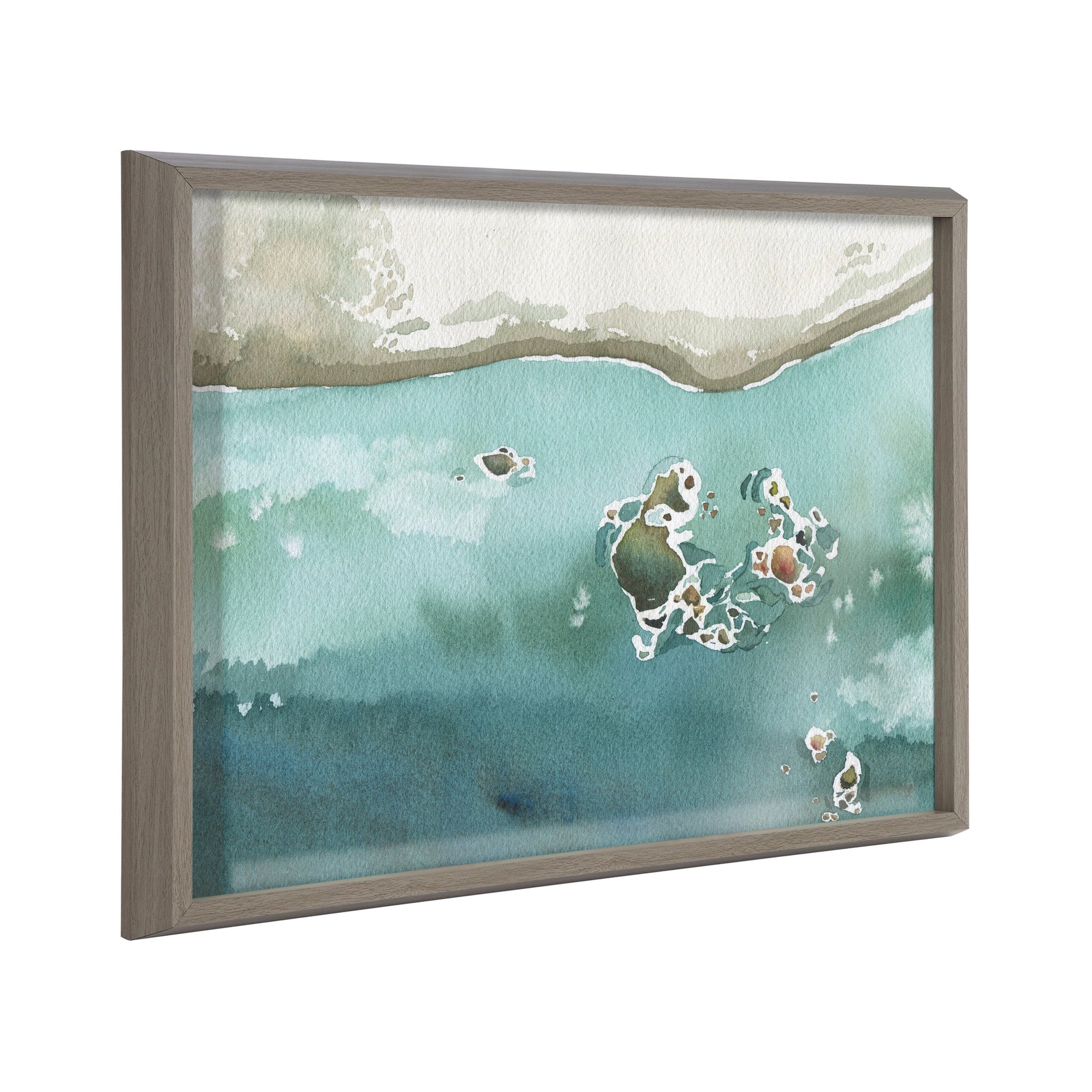Blake Rocky Shores Framed Printed Glass by kateandlaurel - main product image for Resin Society