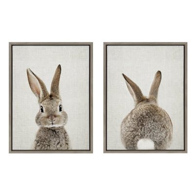 Sylvie Bunny Portrait and Bunny Tail Framed Canvas Art Set by Amy Peterson Art Studio