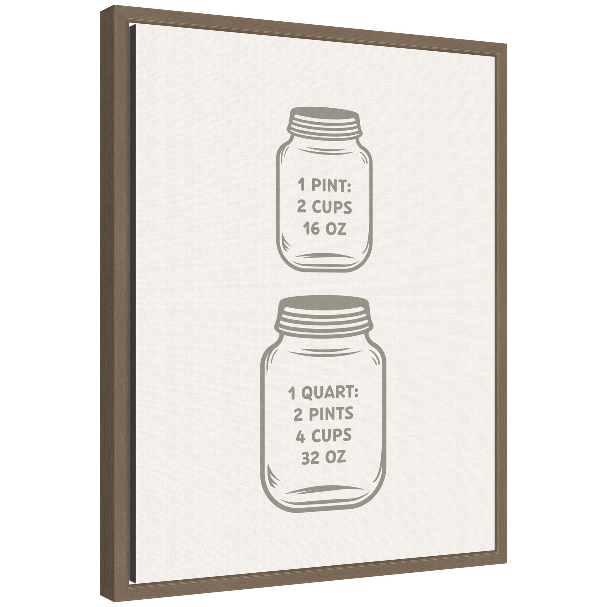 Kitchen Conversion Charts Pint Quart by The Creative Bunch Studio Framed Canvas Wall Art Print by kateandlaurel