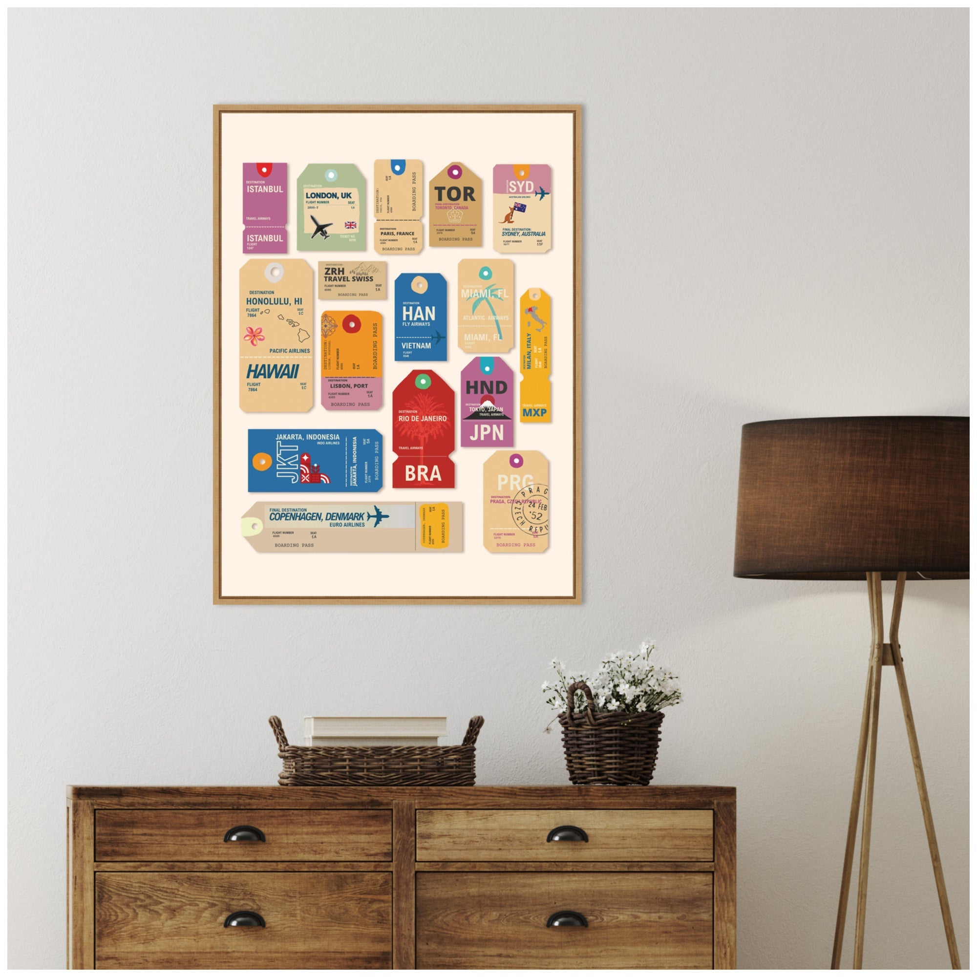 Travel Tags by Honey Island Studio Framed Canvas Wall Art Print