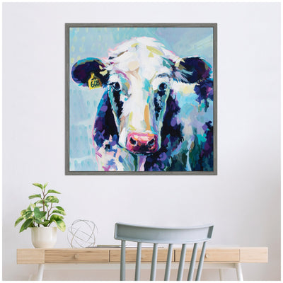 Sylvie 608 Cow Framed Canvas by Rachel Christopoulos