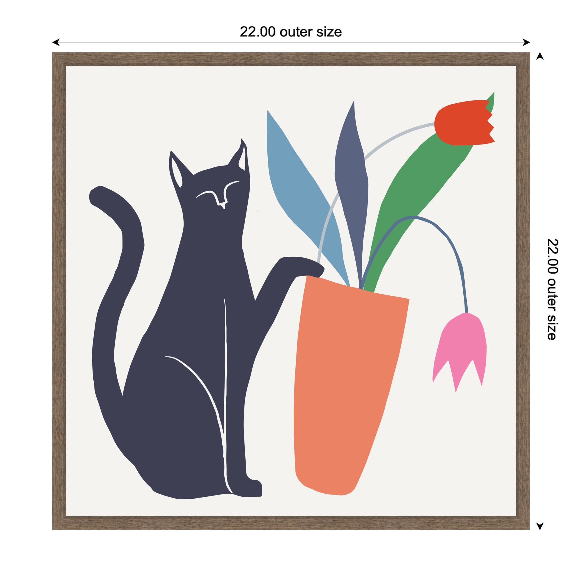 Sylvie Cat Vase 6 Framed Canvas by Hannah Beisang