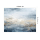 Abstract horizontal canvas artwork featuring layered blue and beige tones blending softly to evoke a serene oceanic and nautical atmosphere, measuring 42 by 32 inches.