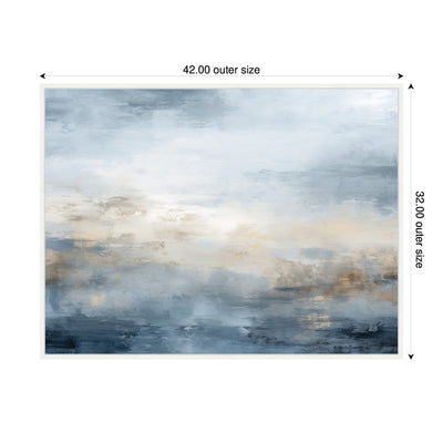 Sylvie Tonal Abstract Oceanic Nautical Serenity Blue Horizontal Framed Canvas by The Creative Bunch Studio