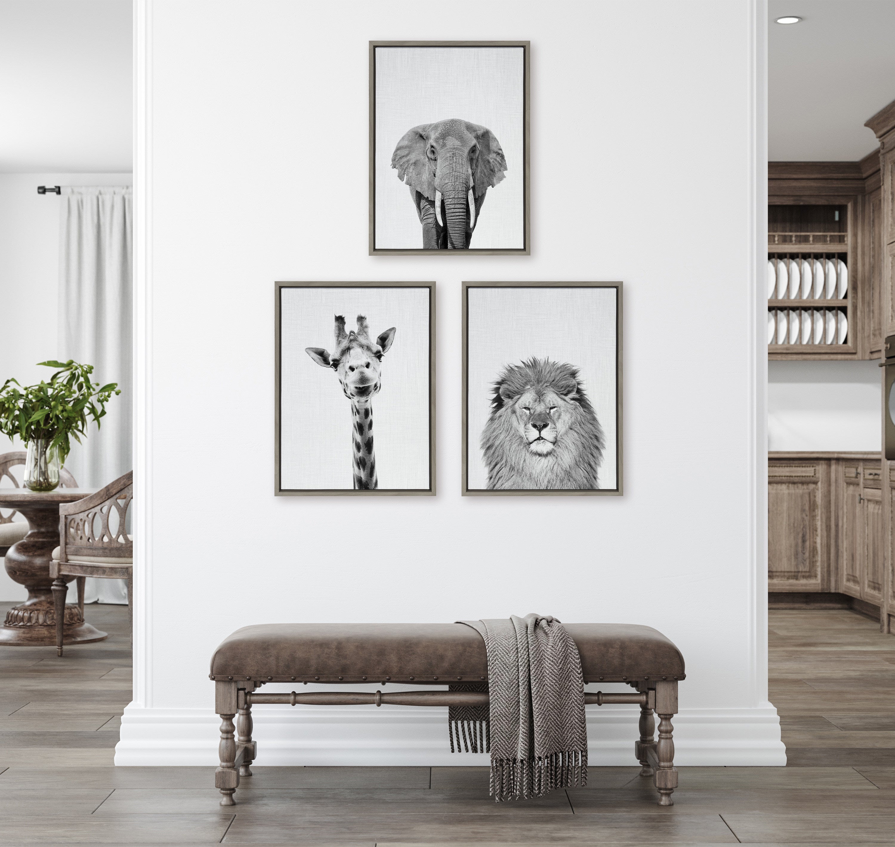 Sylvie Elephant Giraffe and Lion Framed Canvas by kateandlaurel - product image 13 for Resin Society
