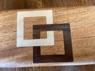 Handcrafted hardwood keepsake box with wood inlay, 8.25 by 3.25 inches