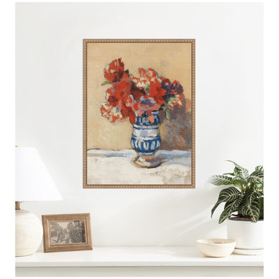 Flowers in a Blue Vase by Christopher Wood by Nostalgia Prints Framed Canvas Wall Art Print