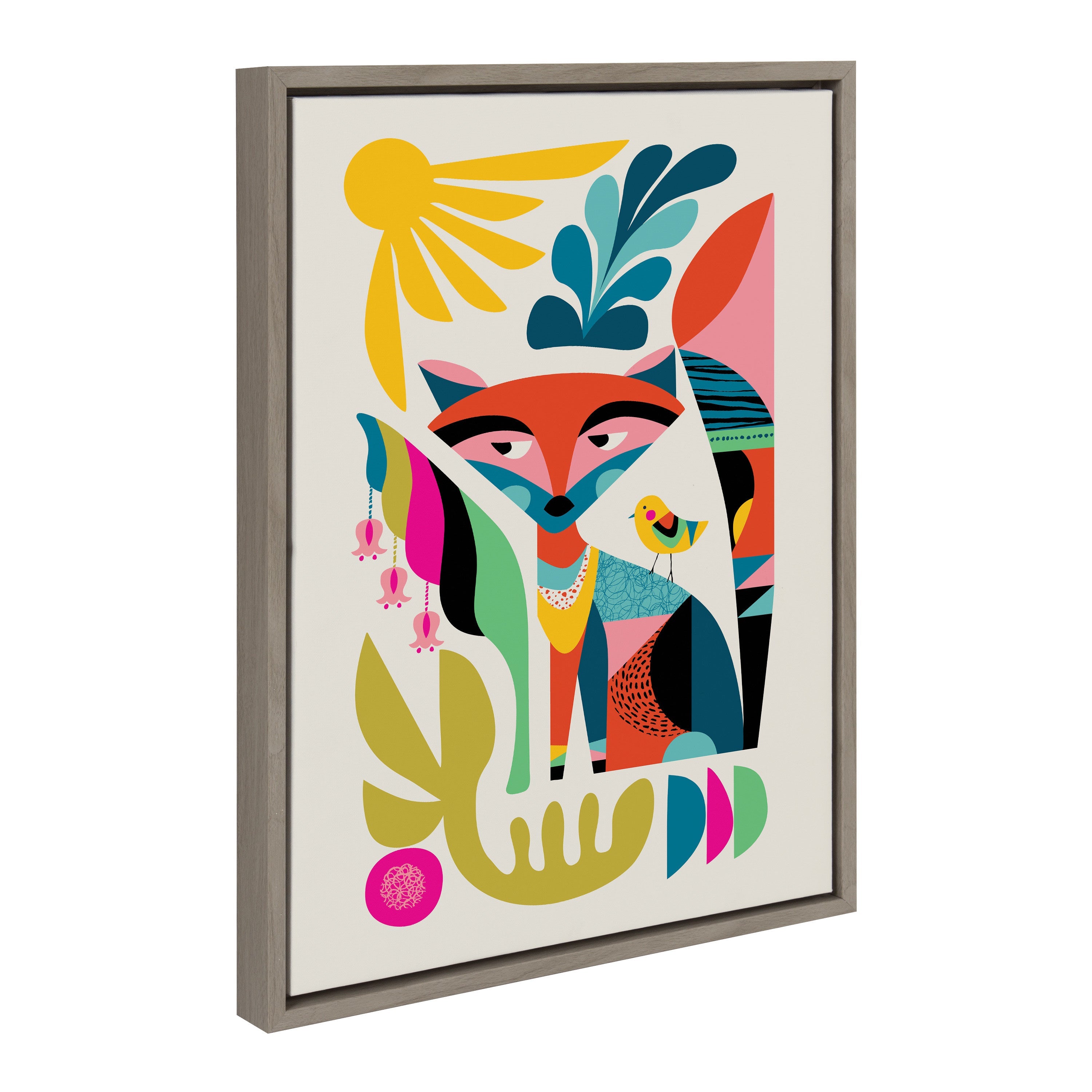 Sylvie Mid Century Modern Fox Framed Canvas by kateandlaurel - product image 10 for Resin Society