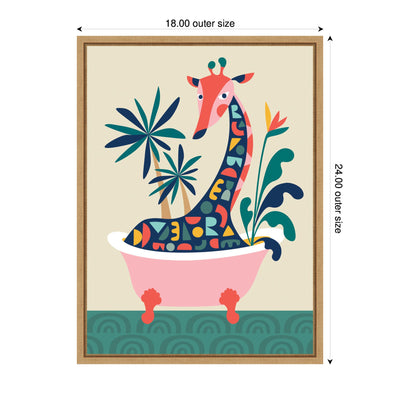 Sylvie MCM Giraffe in Bathtub Framed Canvas by Rachel Lee
