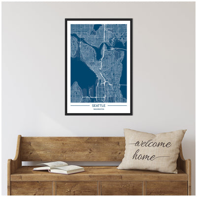 Sylvie Seattle Map Framed Canvas by Jake Goossen