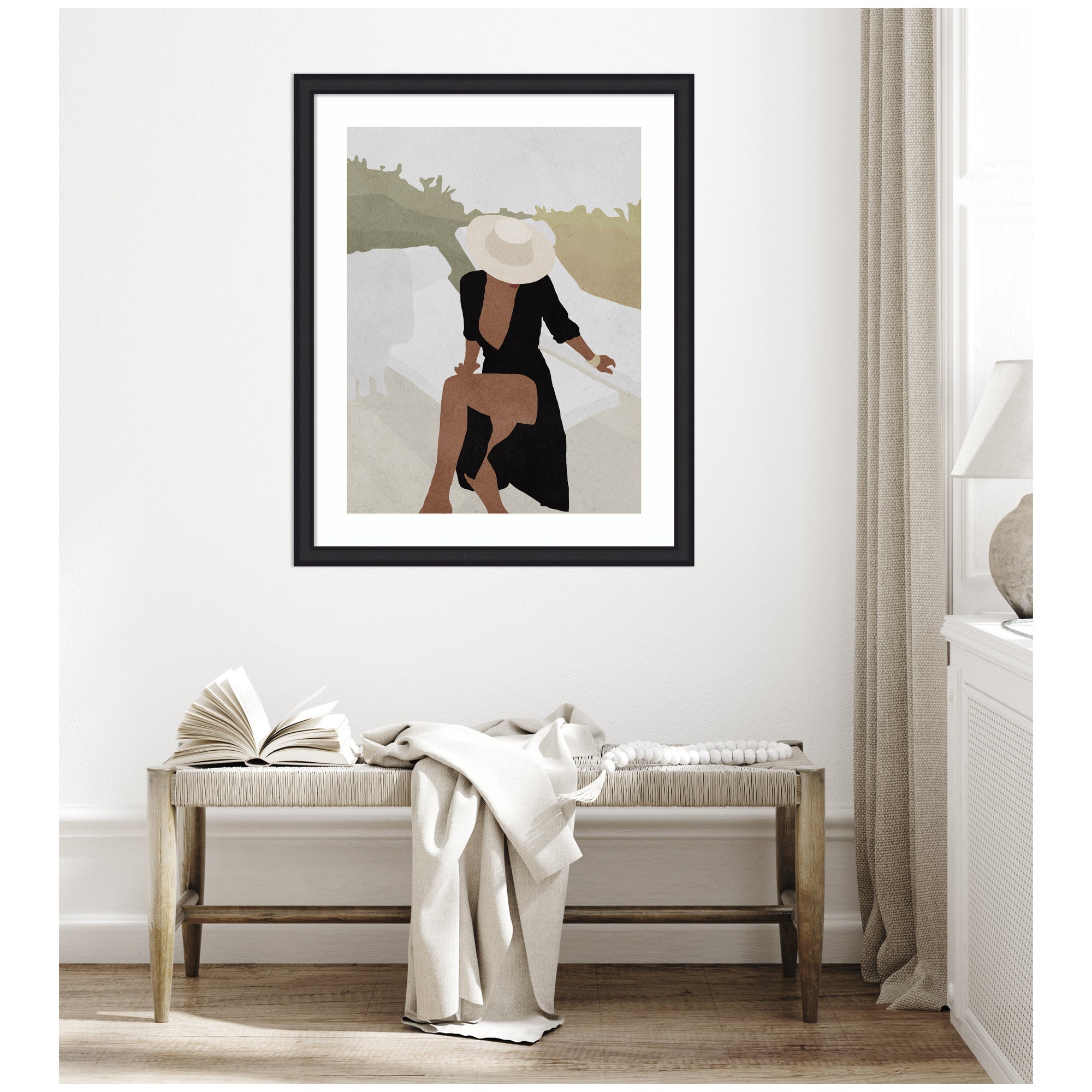Framed Art Elegant Woman in Hat by July Art Prints
