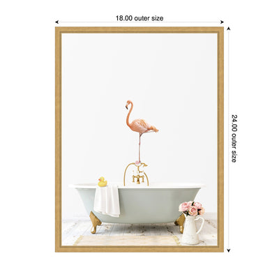 Sylvie Flamingo in Cottage Gray Bathtub Framed Canvas
