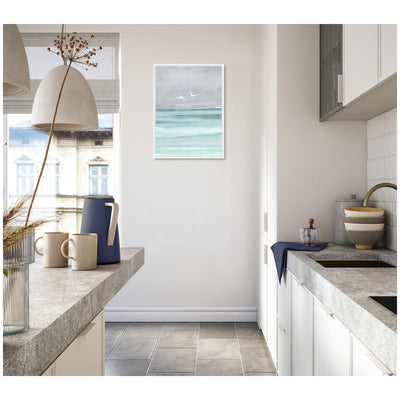 Sylvie Sea and Seagulls Framed Canvas by Nikita Jariwala