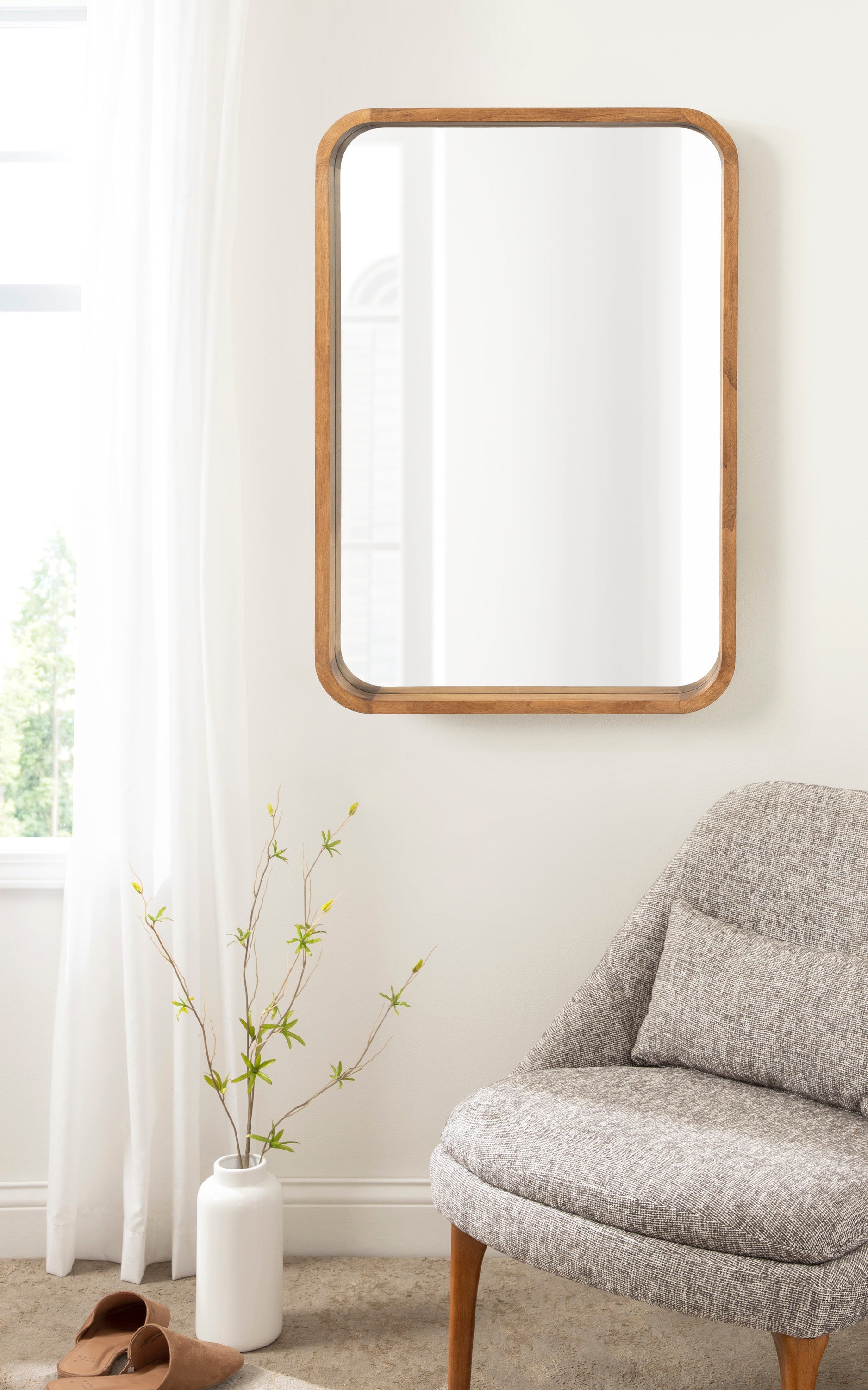 Hutton Wood Framed Radius Rectangle Mirror by kateandlaurel - product image 9 for Resin Society