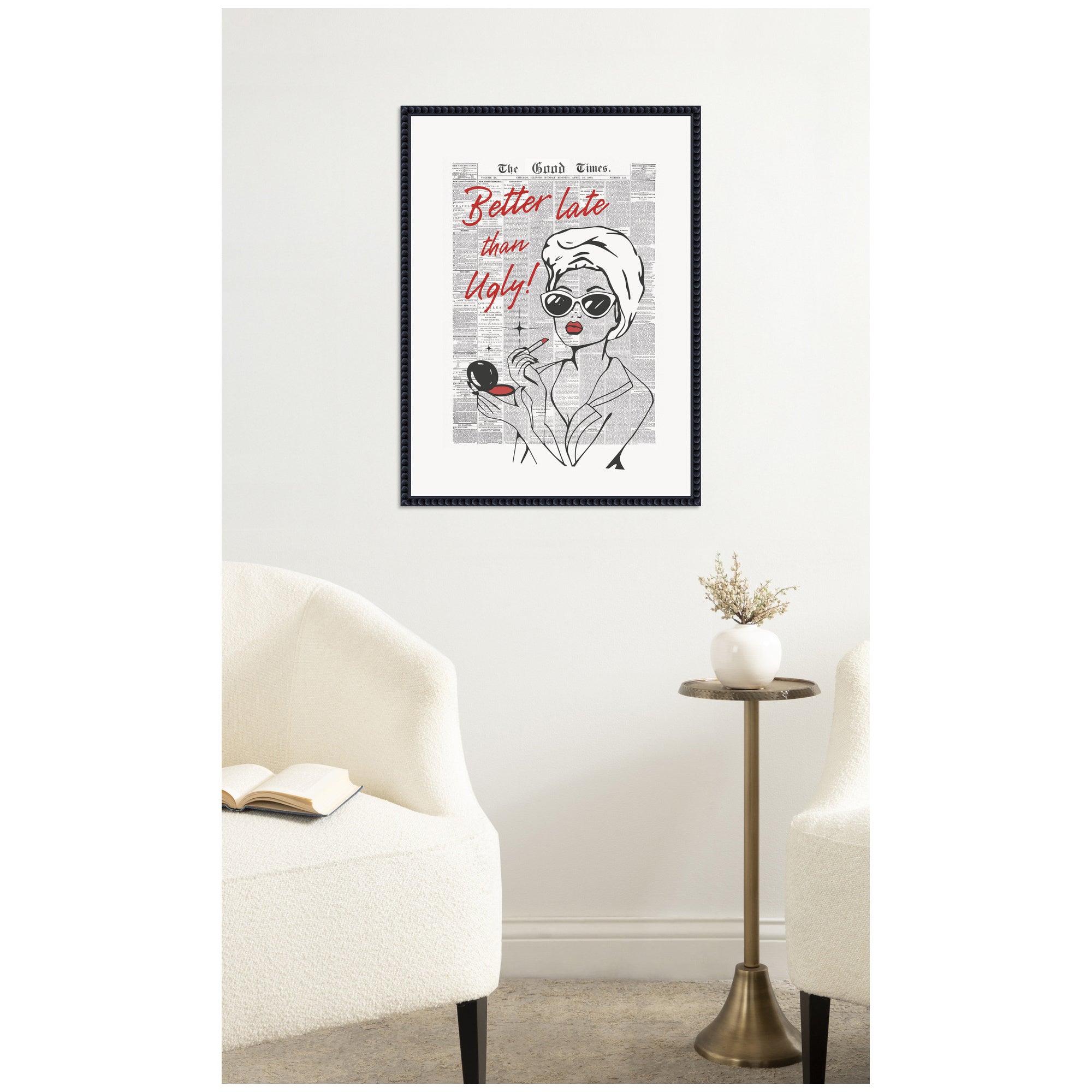 Better Late Than Ugly Newspapers by Honey Island Studio Framed Canvas Wall Art Print