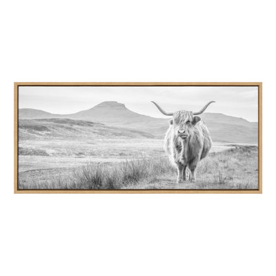 Sylvie Highland Cow Mountain Landscape Black and White Framed Canvas by by kateandlaurel - product image 12 for Resin Society