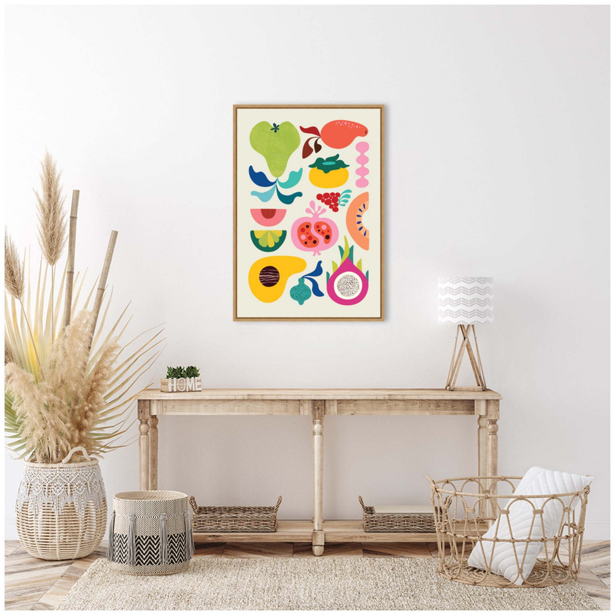 Sylvie Modern Colorful Abstract Fruits Framed Canvas by Rachel Lee