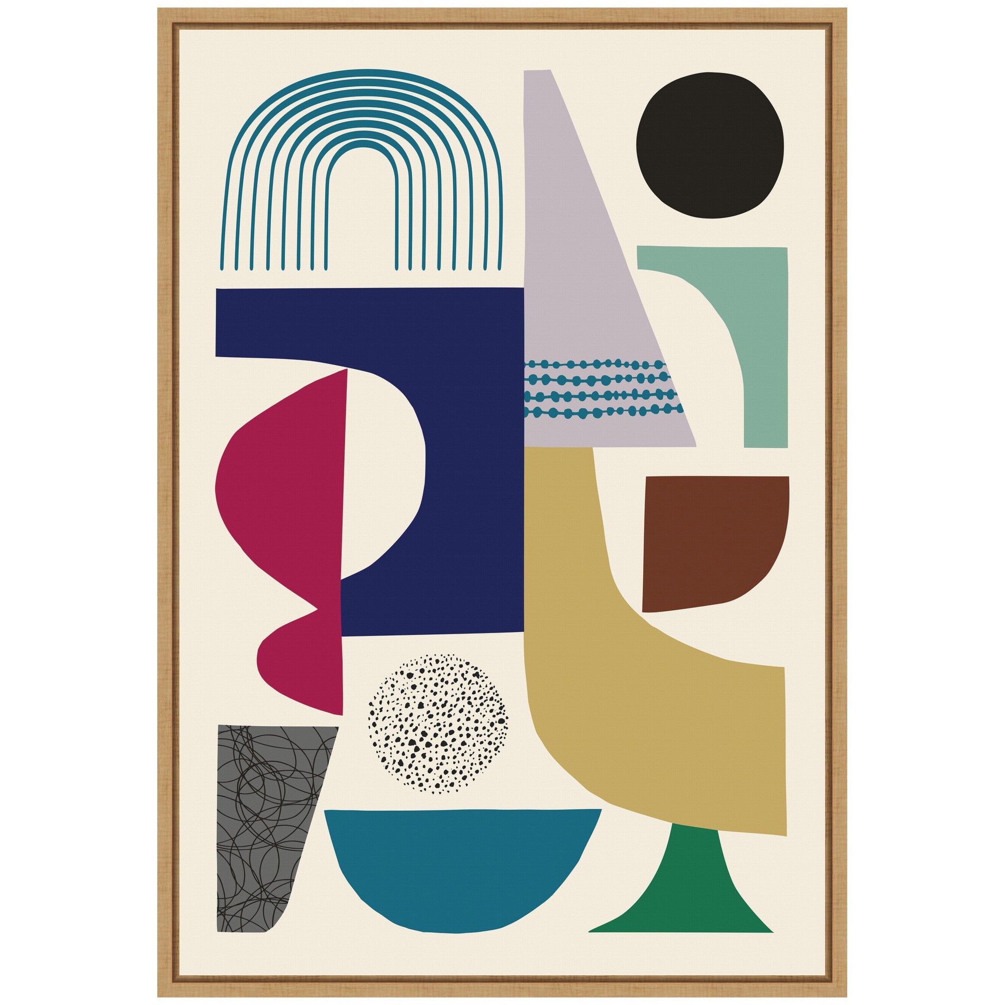 Sylvie MCM Retro Abstract Pattern Rainbow Framed Canvas by kateandlaurel - product image 5 for Resin Society