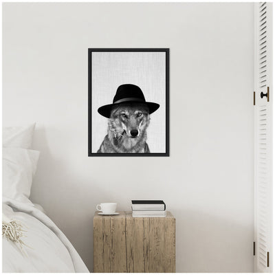 Sylvie Minimalist Wolf Woody Hutson Framed Canvas by Simon Te of Tai Prints