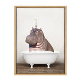 Sylvie Hippo and Bird in Rustic Bath Framed Canvas by kateandlaurel - product image 20 for Resin Society