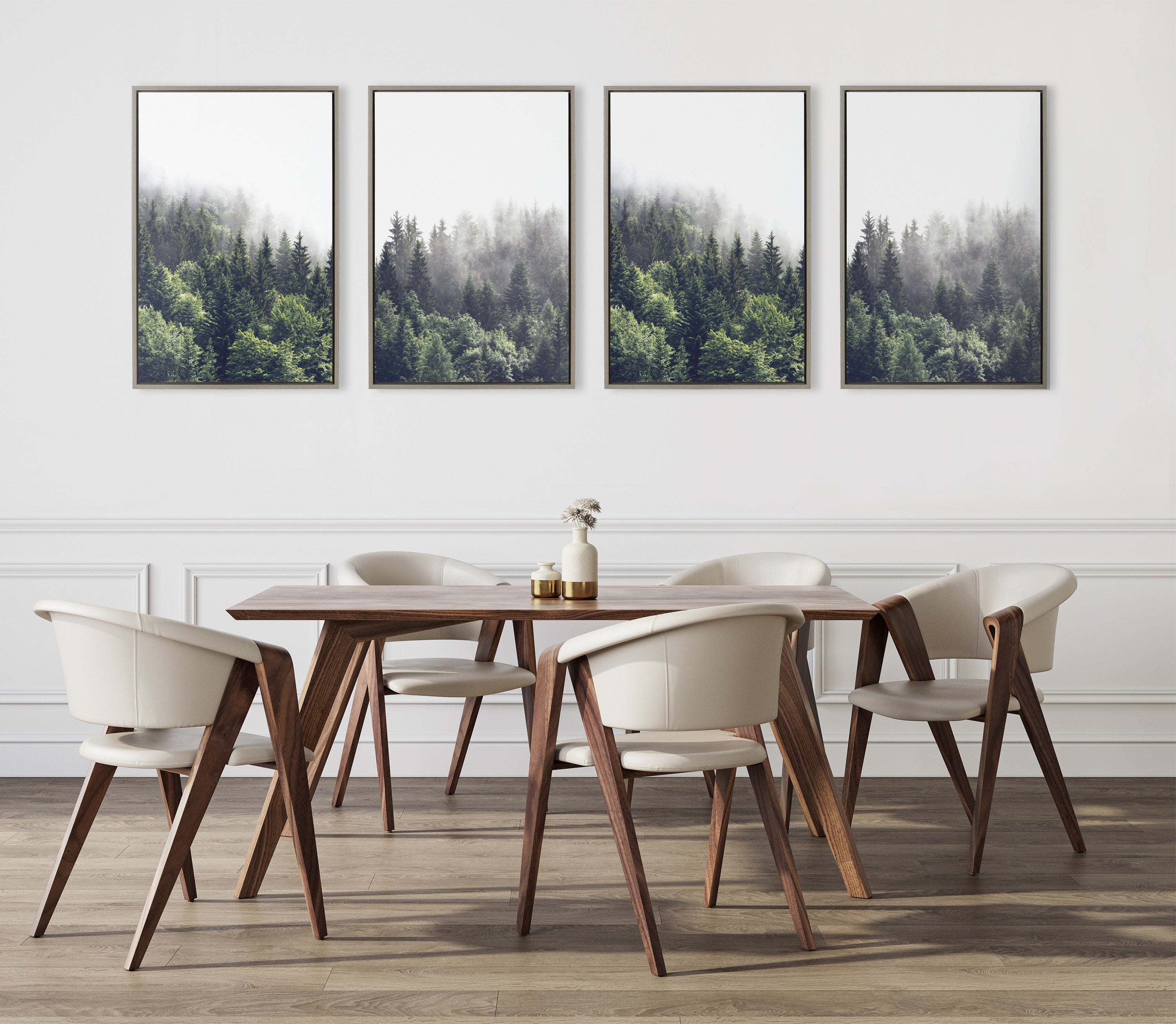 Sylvie Lush Green Forest on a Foggy Day Framed Canvas Set by The