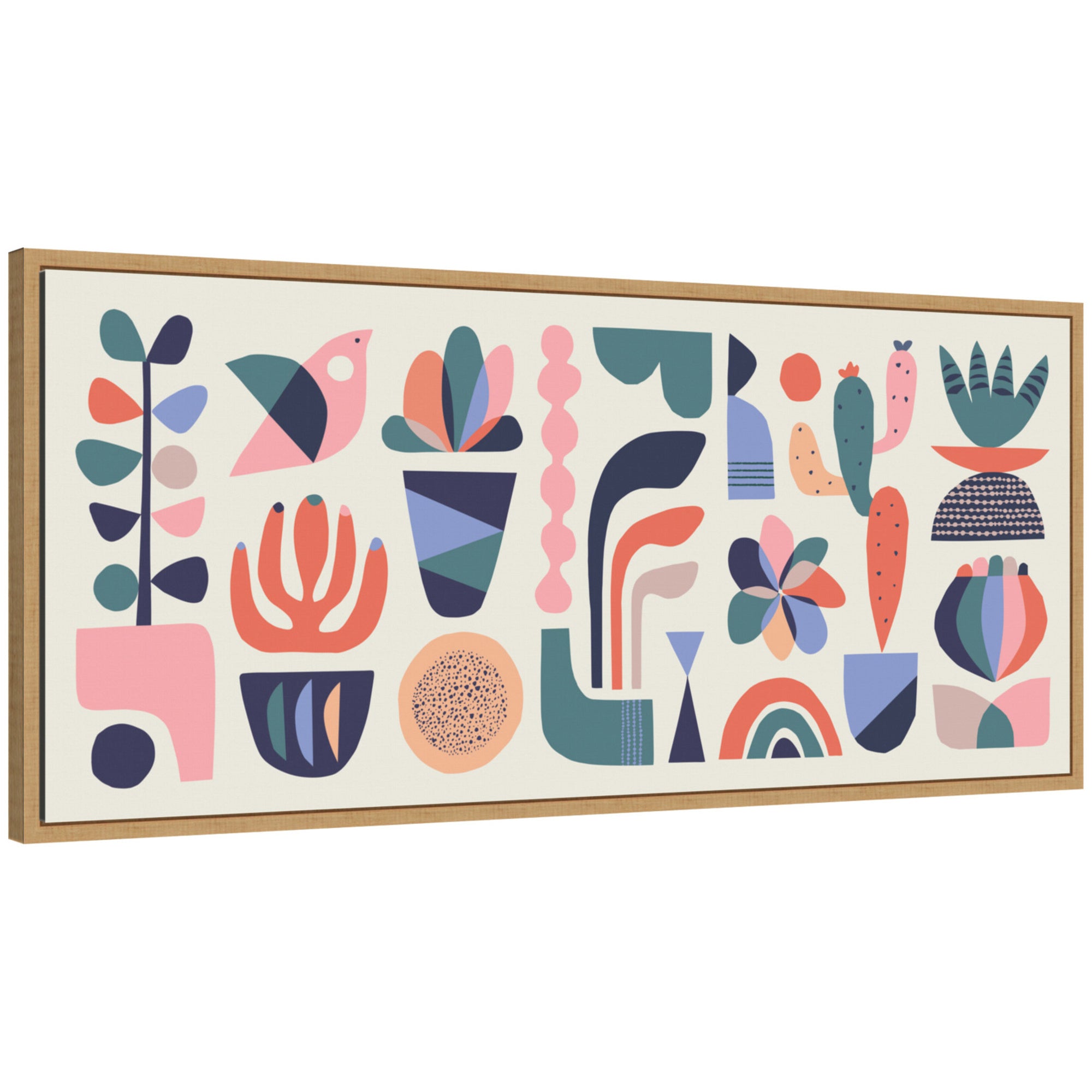 Sylvie Retro Pastel Floral and Succulent Panel Framed Canvas by Rachel Lee by kateandlaurel