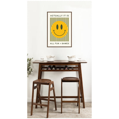 It is All Fun and Games Striped Poster, Dopamine Decor, Smiley Face Retro Print by Lucky Guava Framed Canvas Wall Art Print