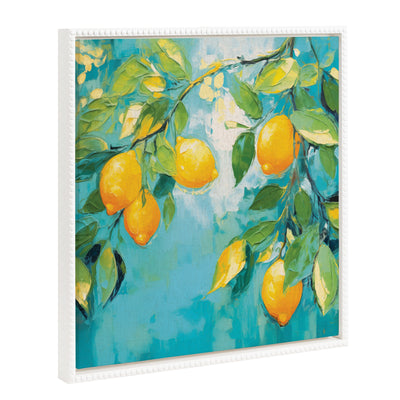 Sylvie Beaded Lemon Tree Framed Canvas by The Creative Bunch Studio