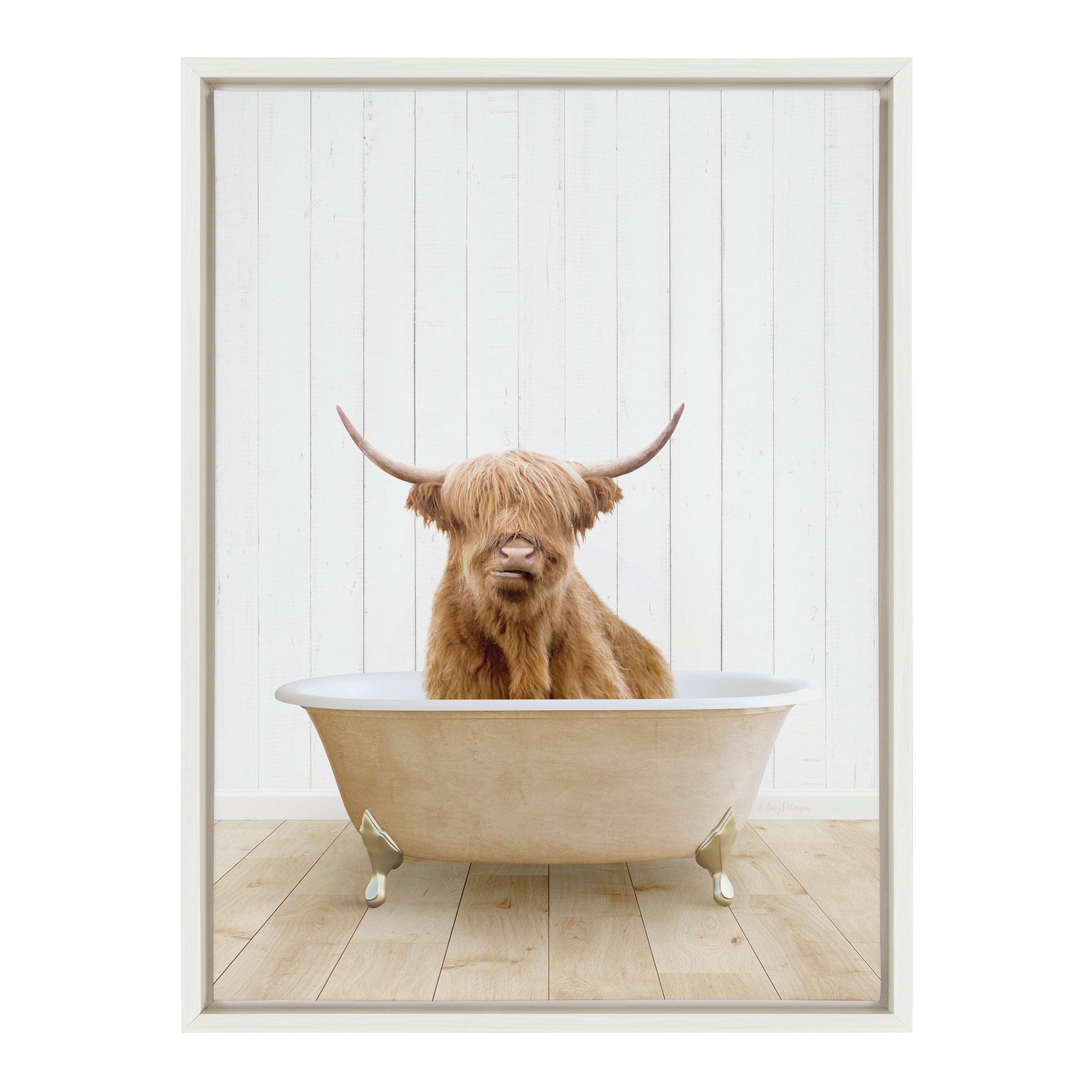 Sylvie Highland Cow Farmhouse Bath Framed Canvas by kateandlaurel - product image 2 for Resin Society
