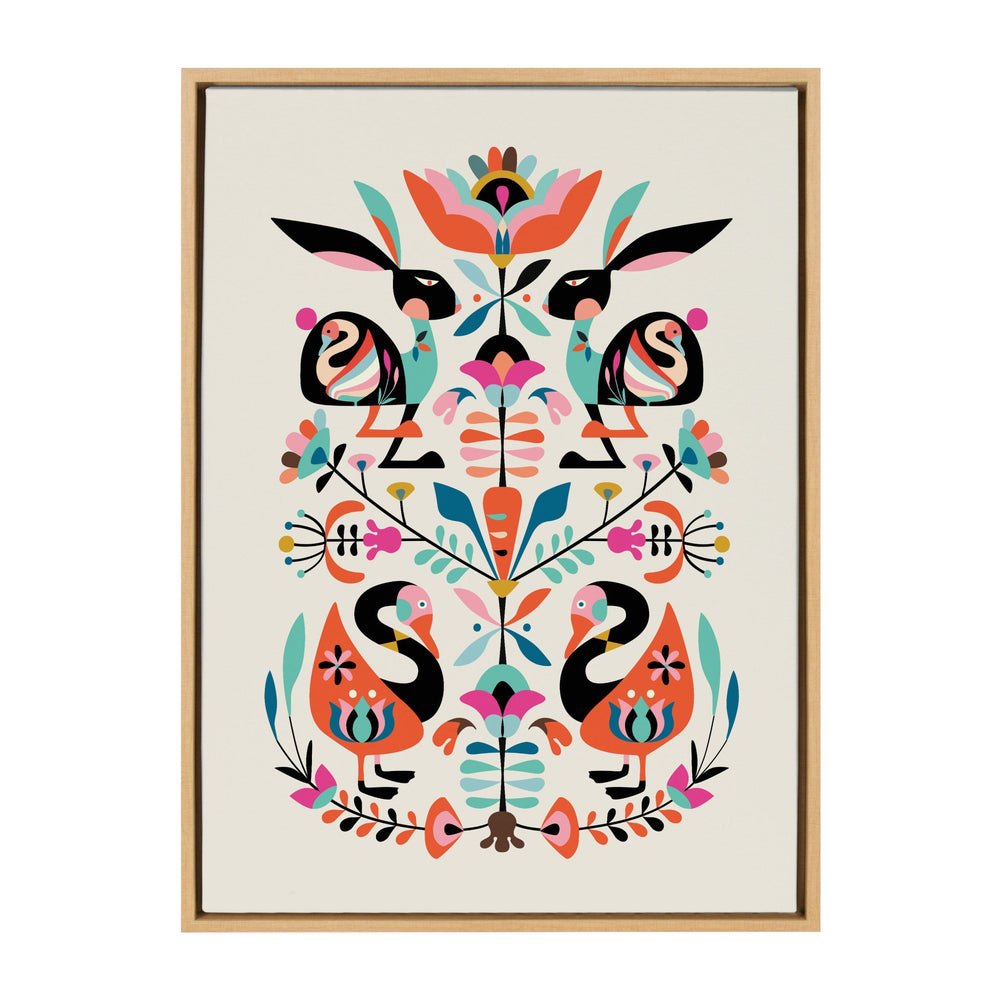 Sylvie Floral Bunny Framed Canvas by kateandlaurel - main product image for Resin Society