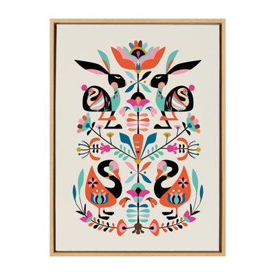 Sylvie Floral Bunny Framed Canvas by kateandlaurel - main product image for Resin Society