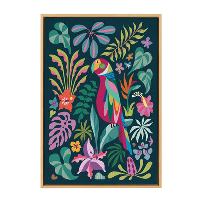 Sylvie Tropical Parrot Framed Canvas by Rachel Lee