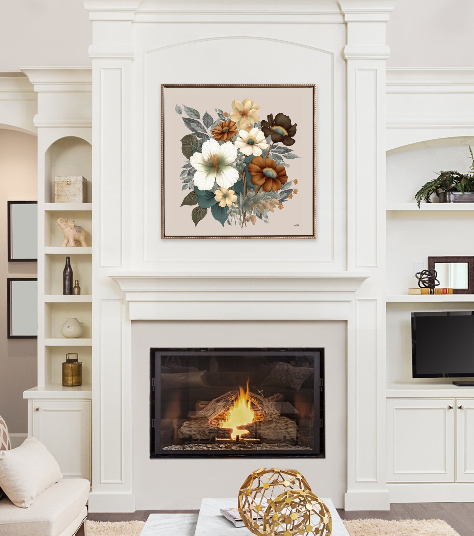 Sylvie Beaded Blossom Symphony Framed Canvas by Inkheart Designs