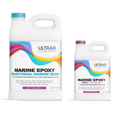 Fast Marine Epoxy Kit by UltraClear Epoxy with resin and hardener containers