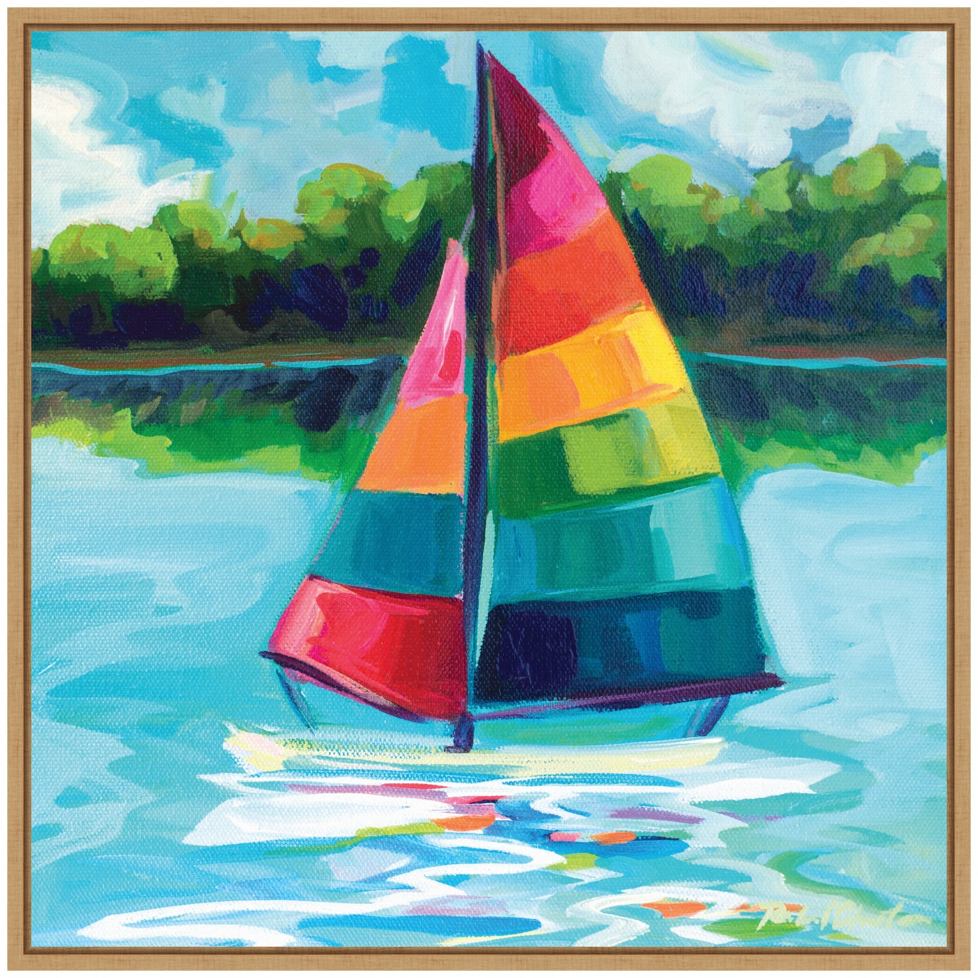 Sylvie Sunday Sailing Framed Canvas by Rachel Christopoulos