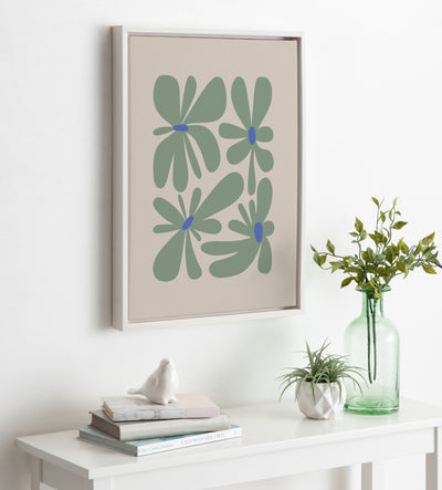 Sylvie Colorful Abstract Retro Floral Groovy Green Framed Canvas by kateandlaurel - product image 5 for Resin Society