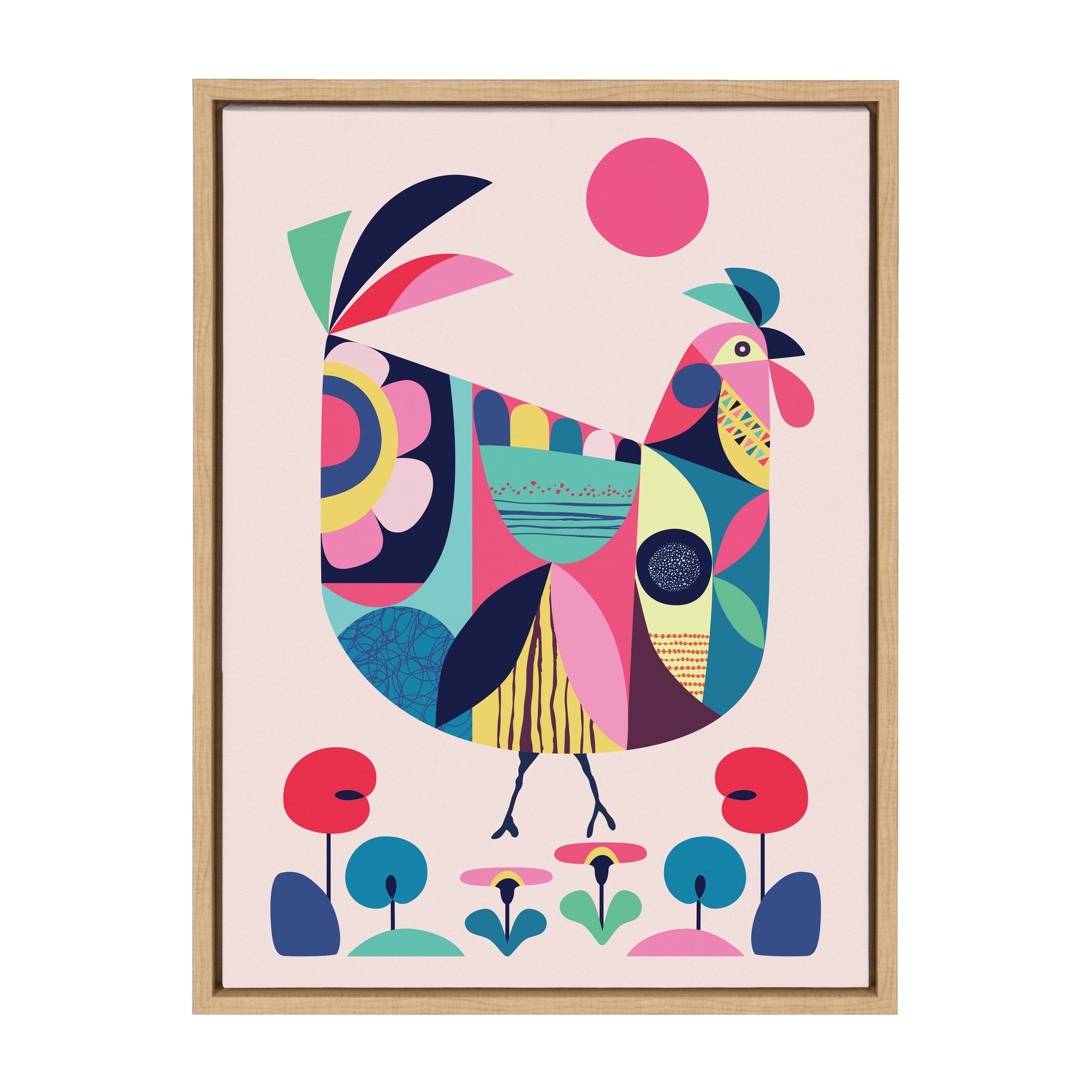 Sylvie Mid Century Modern Wyandotte Framed Canvas by kateandlaurel - product image 10 for Resin Society