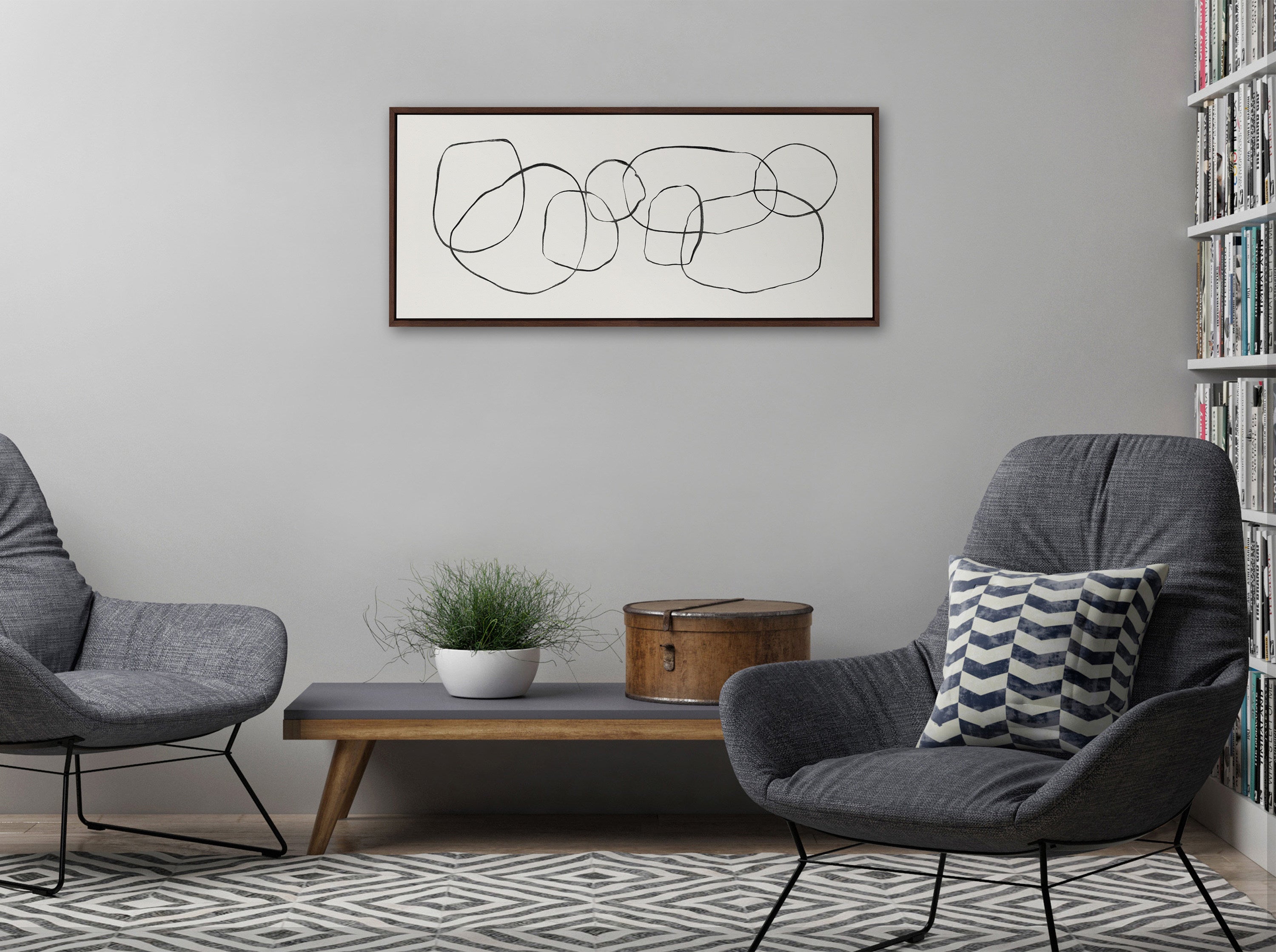 Sylvie Dancing Circles Framed Canvas