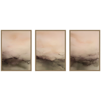 Three framed canvas art pieces titled Dawn No.
1, No.
2, and No.
3 by Amy Lighthall hung on a neutral wall