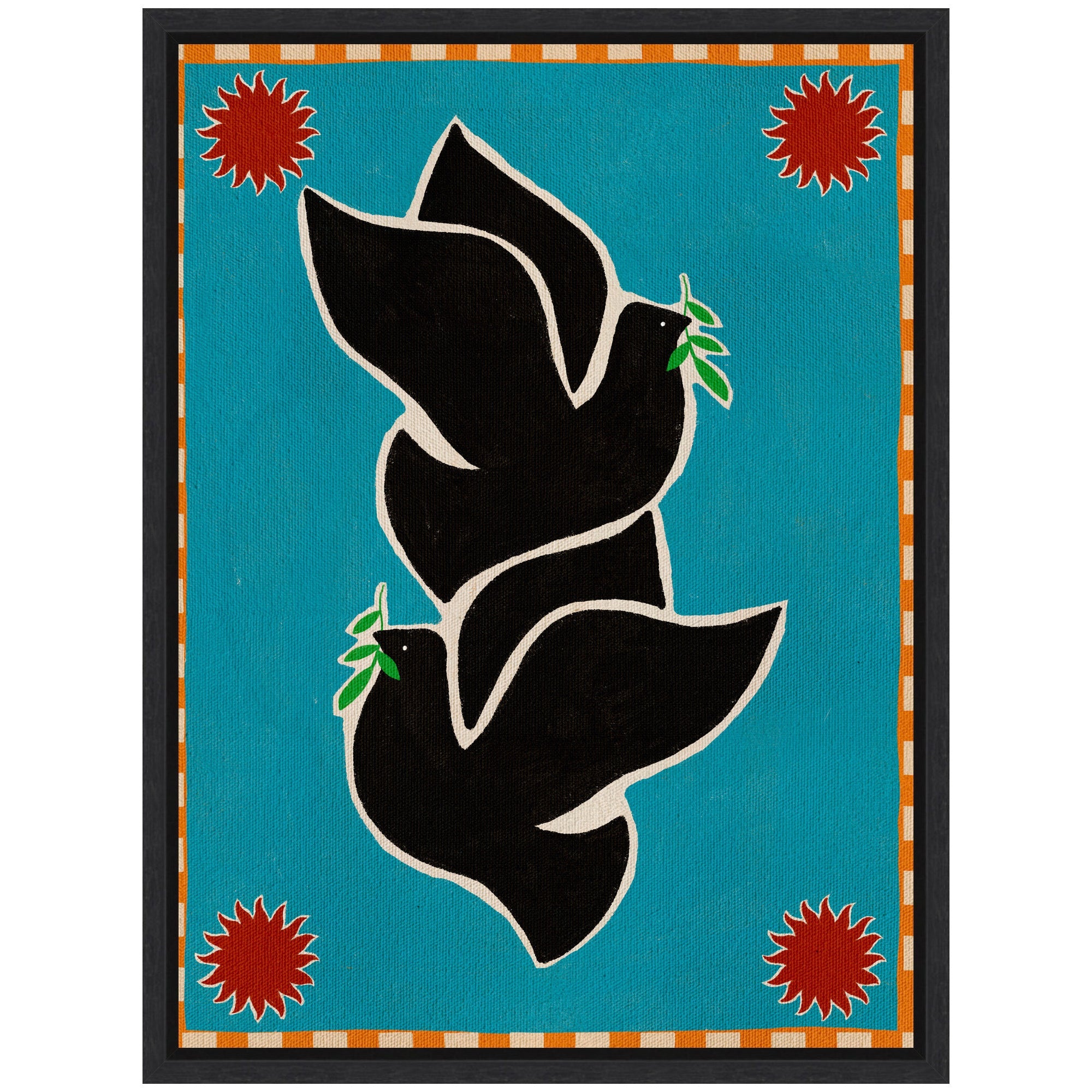 Sylvie Lush Duo 4 Birds Framed Canvas by Shatha Al Dafai