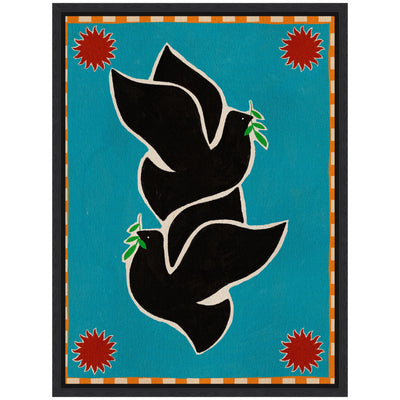 Sylvie Lush Duo 4 Birds Framed Canvas by Shatha Al Dafai