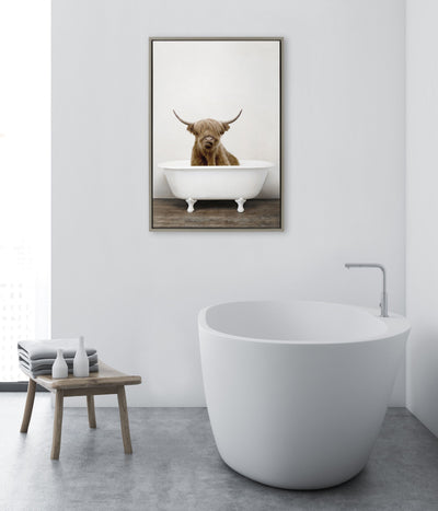 Sylvie Highland Cow in Tub Color Framed Canvas by kateandlaurel - product image 16 for Resin Society