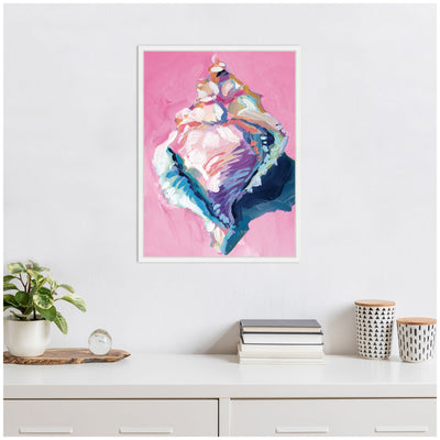Sylvie Conch Shell Framed Canvas by Rachel Christopoulos