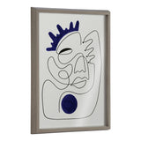 Blake El Ray Framed Printed Glass by Shatha Al Dafai showing abstract curved shapes in muted colors within a lightweight polystyrene frame