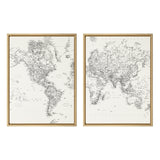 Sylvie Black and White Modern Retro World Map Framed Canvas Set by The by kateandlaurel - product image 10 for Resin Society