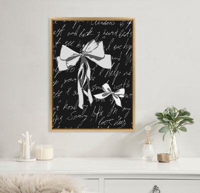 Sylvie Black White Bow Framed Canvas by Honey Island Studio